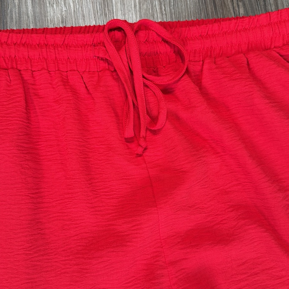 Jodifl Red Wide Leg Pants L NWT High Rise‎ Drawstring Pockets Comfy Chic - Picture 4 of 11